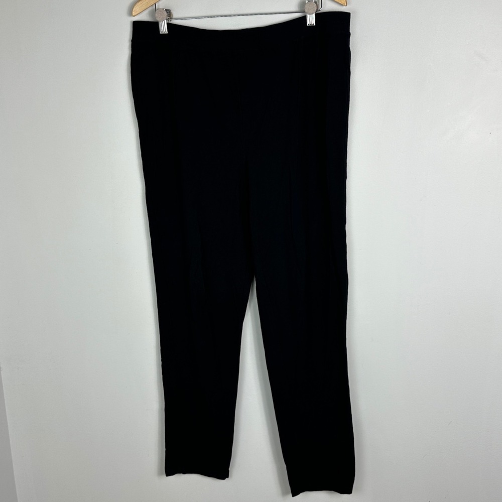 Eileen Fisher Black Elastic Waist Knit Pants Womens Size 1X USA Made Minimalist